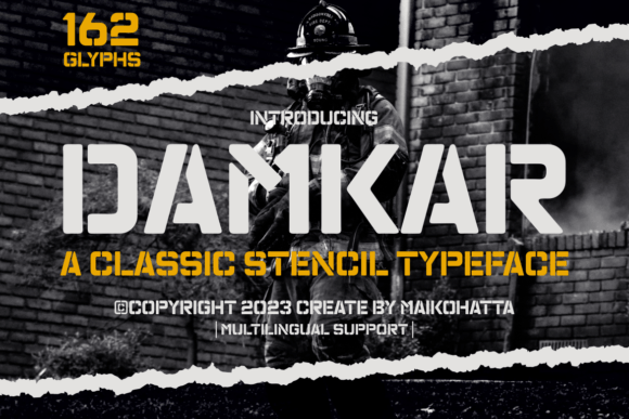 Damkar Typeface: Bold Stencil Style for Modern Branding